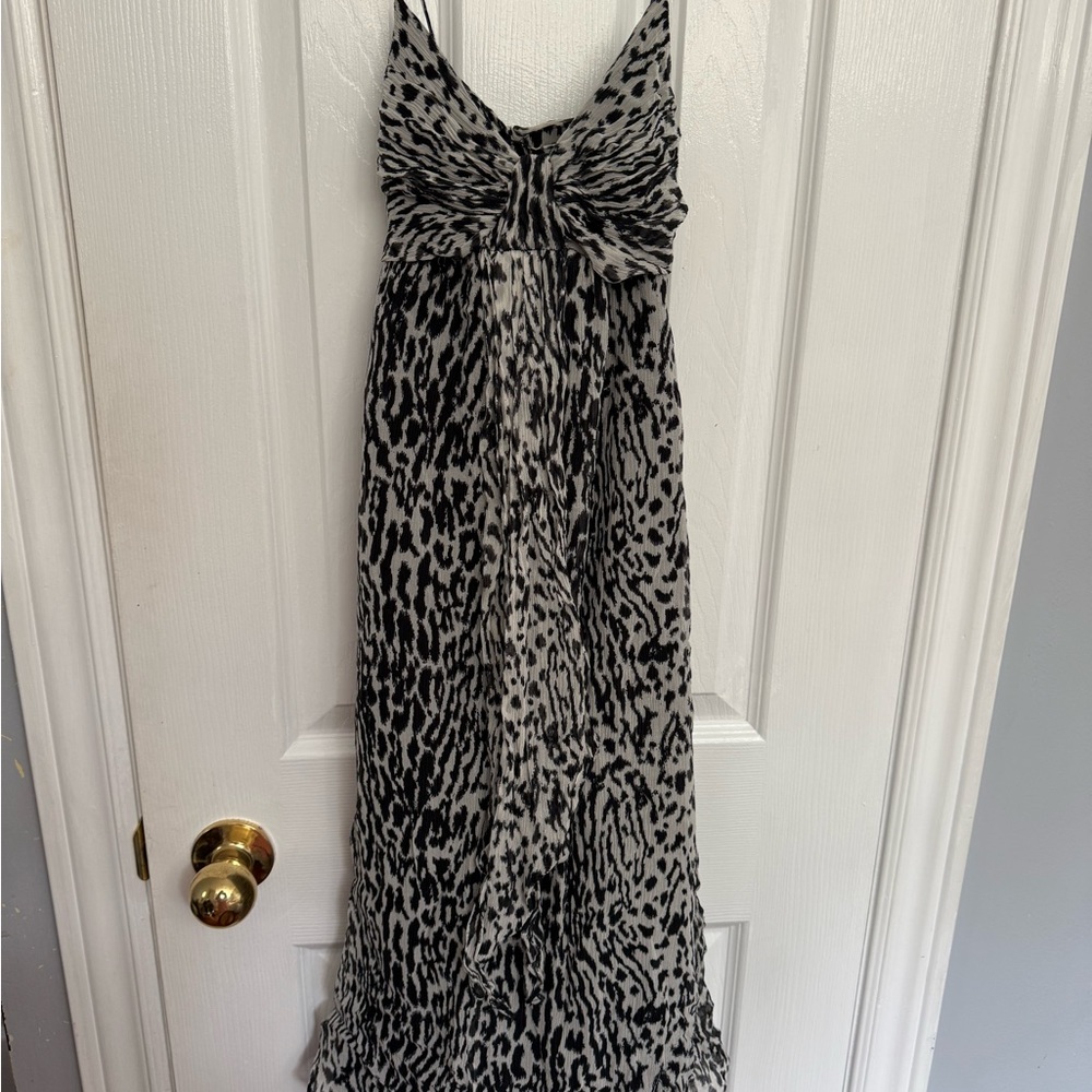 Elegant Black and White Animal Print Dress